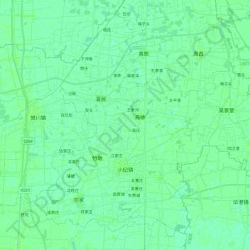 Топографическая карта 小纪镇, высота, рельеф