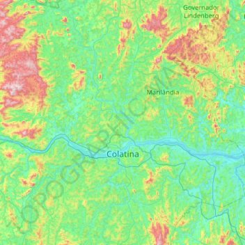 Топографическая карта Colatina, высота, рельеф