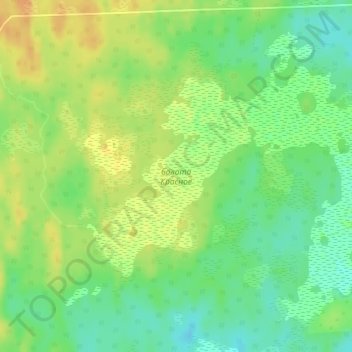 Топографическая карта болото Красное, высота, рельеф