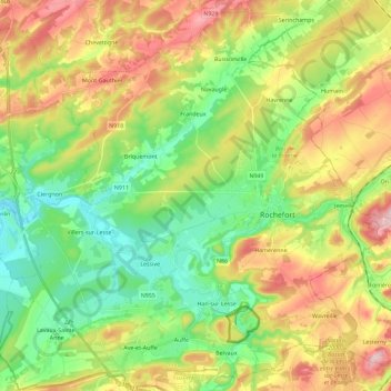 Топографическая карта Rochefort, высота, рельеф