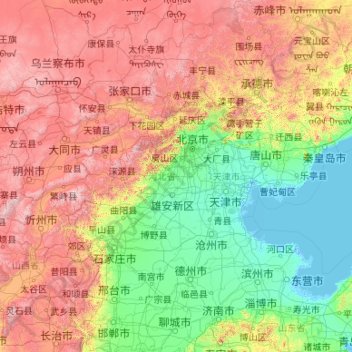 Топографическая карта 河北省, высота, рельеф