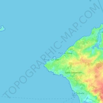 Топографическая карта Piriac-sur-Mer, высота, рельеф