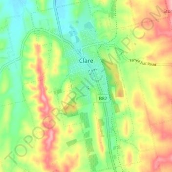 Топографическая карта Clare, высота, рельеф