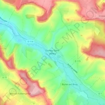 Топографическая карта Osmoy-Saint-Valery, высота, рельеф