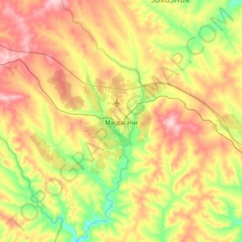 Топографическая карта городское поселение Магдагачи, высота, рельеф