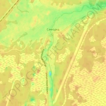 Топографическая карта Самодед, высота, рельеф