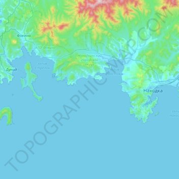 Топографическая карта Находкинский городской округ, высота, рельеф