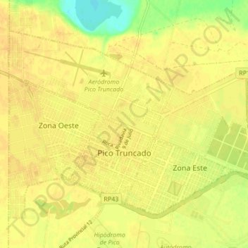 Топографическая карта Pico Truncado, высота, рельеф