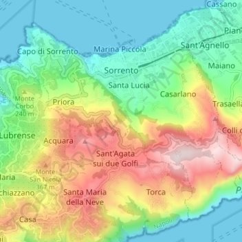 Топографическая карта Sorrento, высота, рельеф