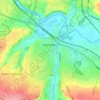 Топографическая карта Keynsham, высота, рельеф