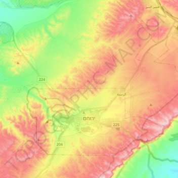Топографическая карта Yeruham, высота, рельеф