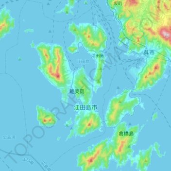 Топографическая карта Этадзима, высота, рельеф
