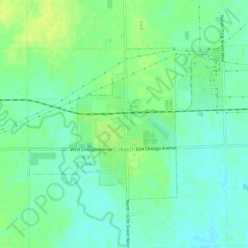 Топографическая карта Colwich, высота, рельеф