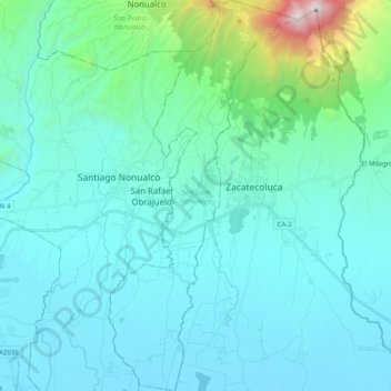 Топографическая карта San Juan Nonualco, высота, рельеф