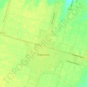 Топографическая карта Esperanza, высота, рельеф