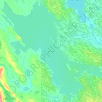 Топографическая карта Ондозеро, высота, рельеф