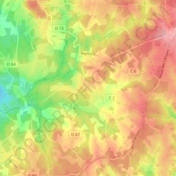 Топографическая карта Pensol, высота, рельеф