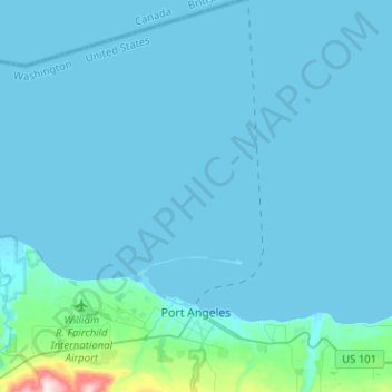 Топографическая карта Port Angeles, высота, рельеф