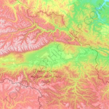Топографическая карта Тункинская долина, высота, рельеф