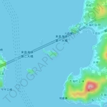 Топографическая карта 武志島, высота, рельеф