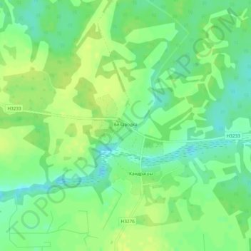 Топографическая карта Беловодка, высота, рельеф