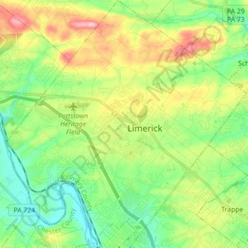 Топографическая карта Limerick Township, высота, рельеф