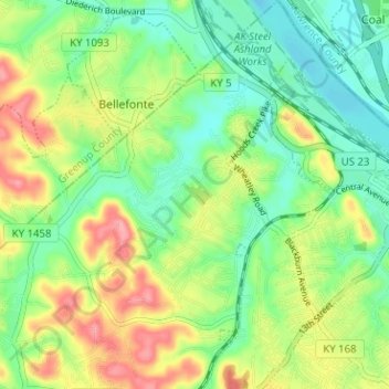 Топографическая карта Westwood, высота, рельеф