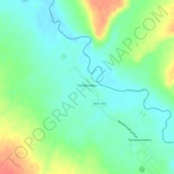 Топографическая карта Горяйновка, высота, рельеф