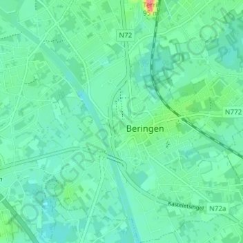 Топографическая карта Beringen, высота, рельеф