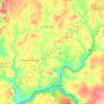 Топографическая карта Milford Township, высота, рельеф