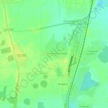 Топографическая карта посёлок Шпалозавода, высота, рельеф