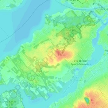 Топографическая карта Île Bizard, высота, рельеф