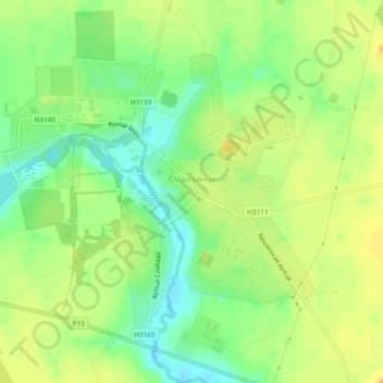 Топографическая карта Смольяны, высота, рельеф