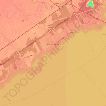 Топографическая карта Saint-Zotique, высота, рельеф