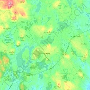 Топографическая карта Hampstead, высота, рельеф