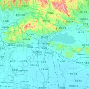 Топографическая карта Jizhou District, высота, рельеф