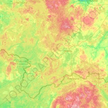 Топографическая карта Невельский район, высота, рельеф