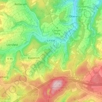 Топографическая карта Lirstal, высота, рельеф