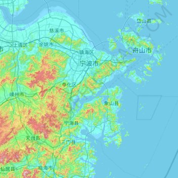 Топографическая карта 宁波市, высота, рельеф