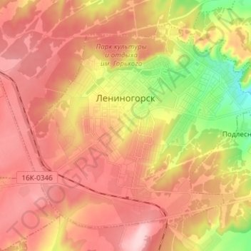 Топографическая карта Лениногорск, высота, рельеф