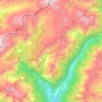 Топографическая карта Baceno, высота, рельеф