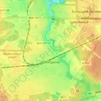 Топографическая карта Голицыно, высота, рельеф