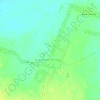 Топографическая карта Большое Туманово, высота, рельеф