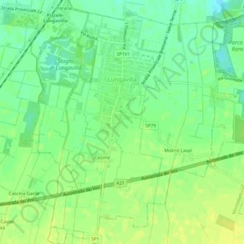 Топографическая карта Lungavilla, высота, рельеф