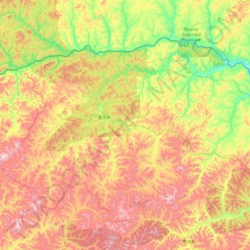 Топографическая карта 漠河市, высота, рельеф