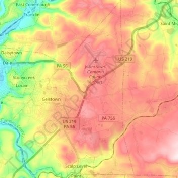 Топографическая карта Richland Township, высота, рельеф