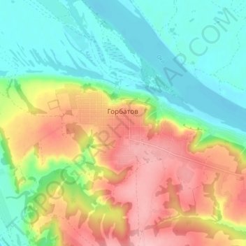 Топографическая карта Горбатов, высота, рельеф