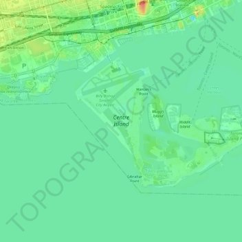 Топографическая карта Toronto Island, высота, рельеф