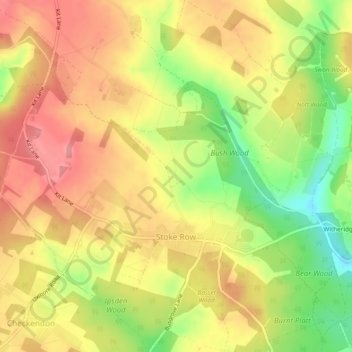Топографическая карта Stoke Row, высота, рельеф