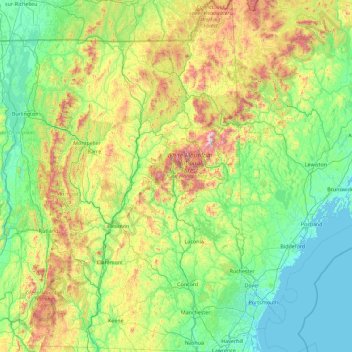 Топографическая карта New Hampshire, высота, рельеф